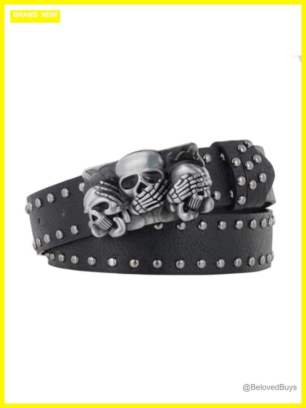 Skull Head Faux Leather Buckle Belt Gothic Punk Waist Band Adjustable